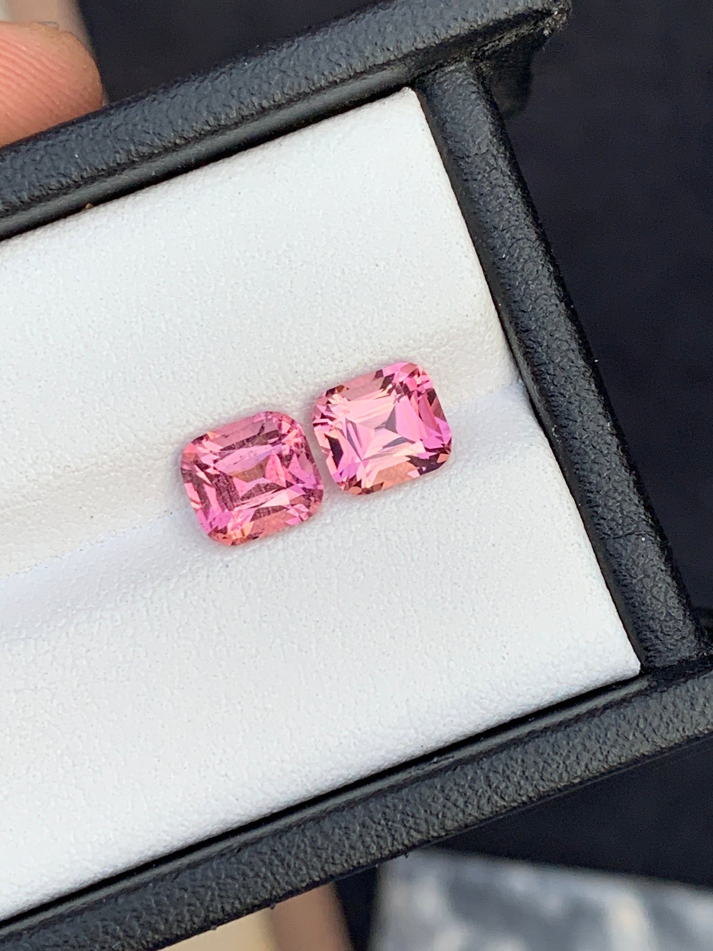 Vivid pink tourmalines almost a pair 2.65 carats