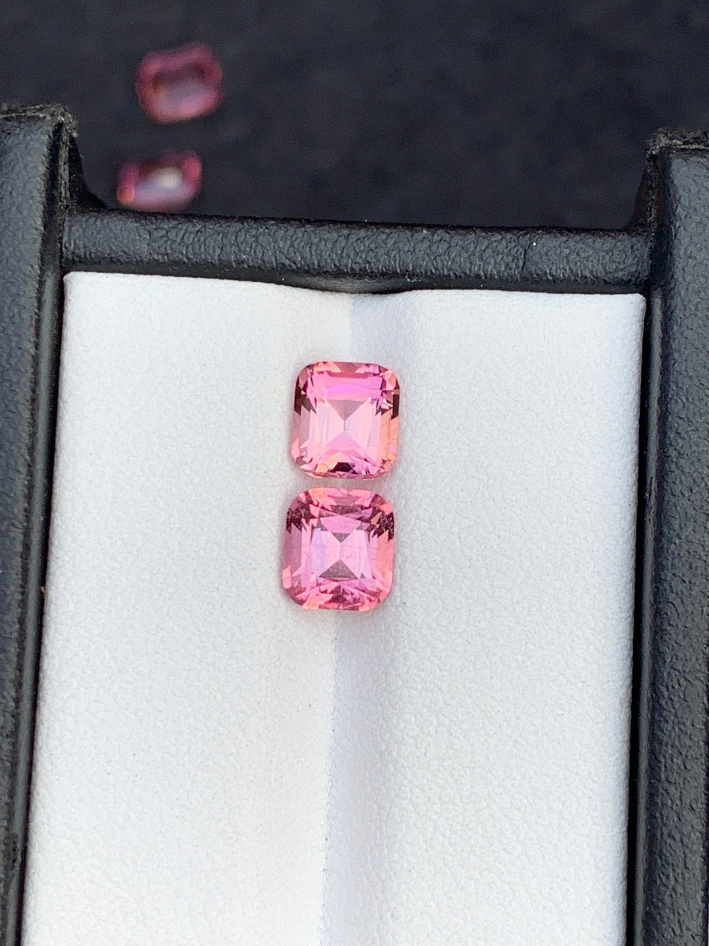 Vivid pink tourmalines almost a pair 2.65 carats