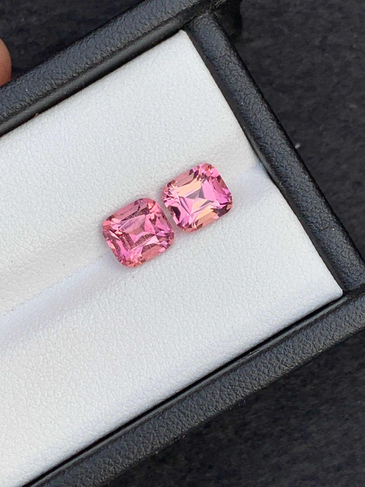 Vivid pink tourmalines almost a pair 2.65 carats