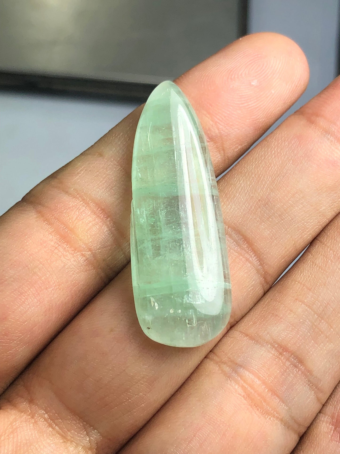 Fresh mint green tourmaline cabochon 28 carat