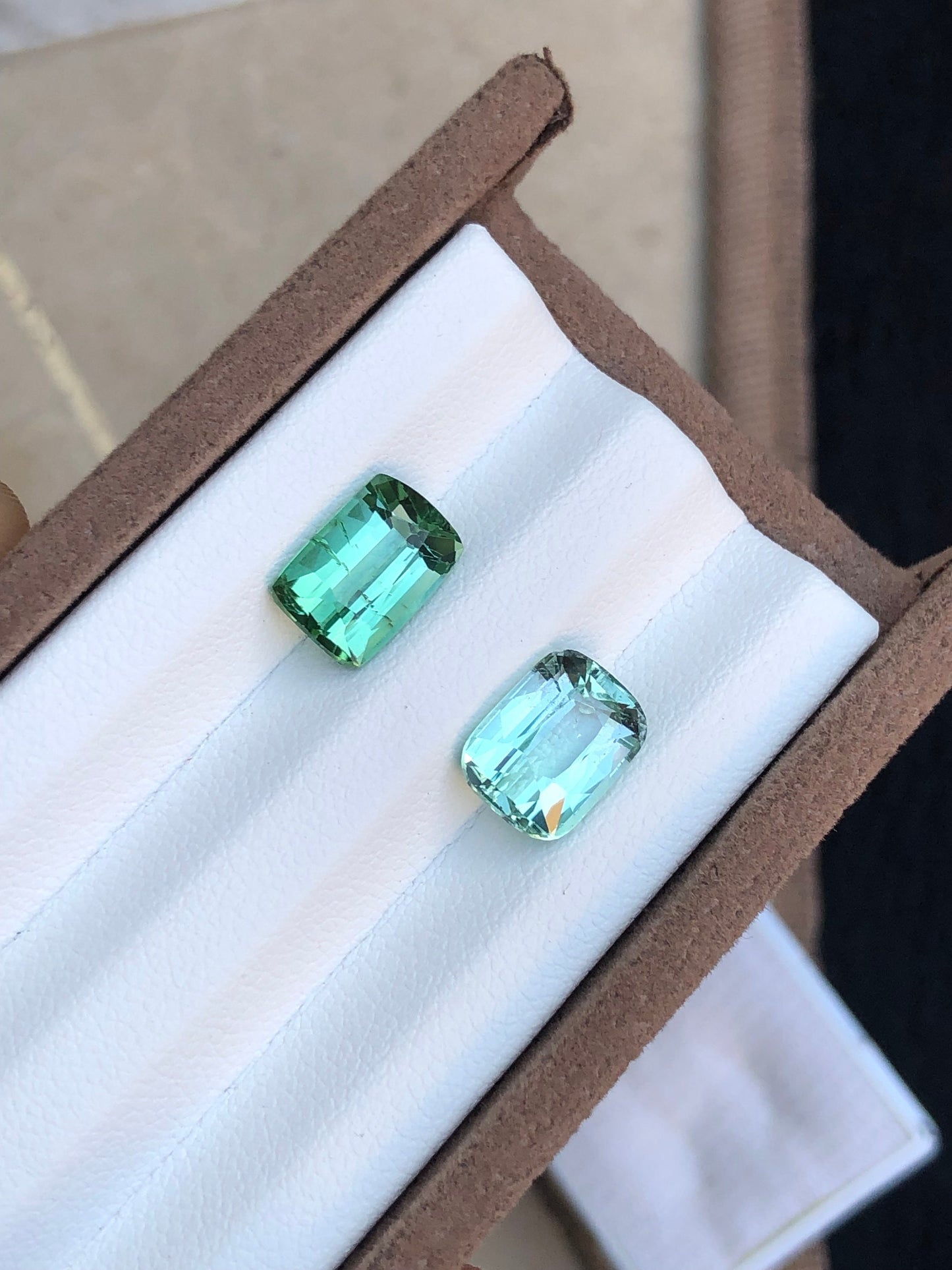 Green tourmalines 5.95 carats natural