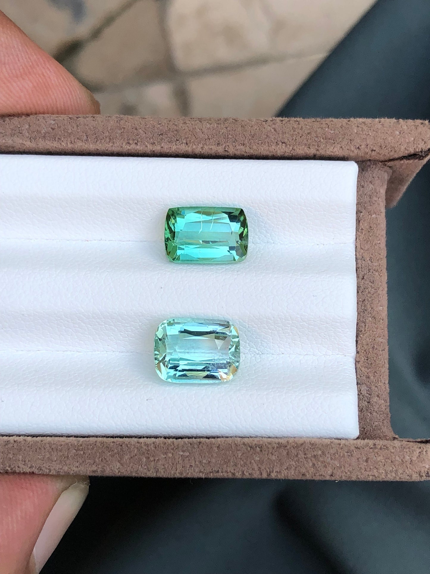 Green tourmalines 5.95 carats natural