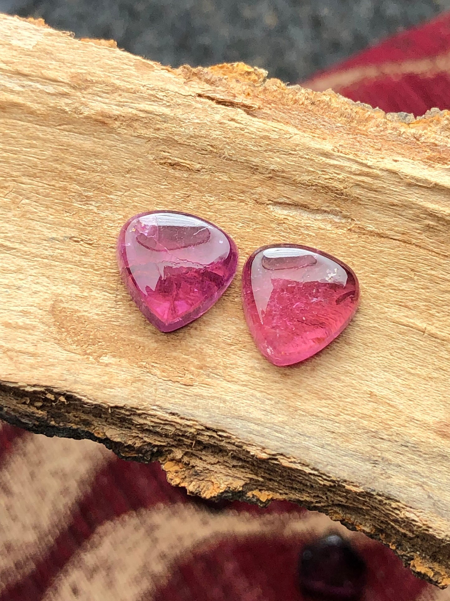 Natural pink cabochons pair 9.90 carat