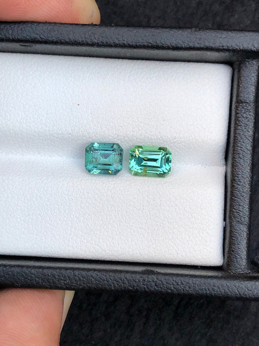 Blue and green tourmalines 2.15 carats