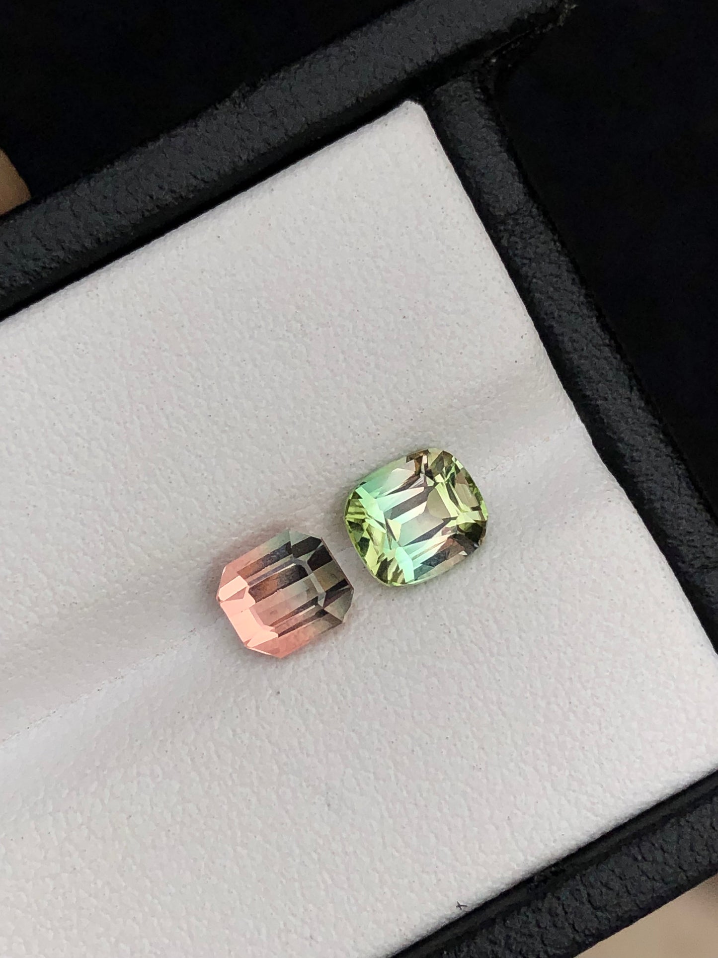 Unique bi colour tourmalines loop clean 1.95 carats