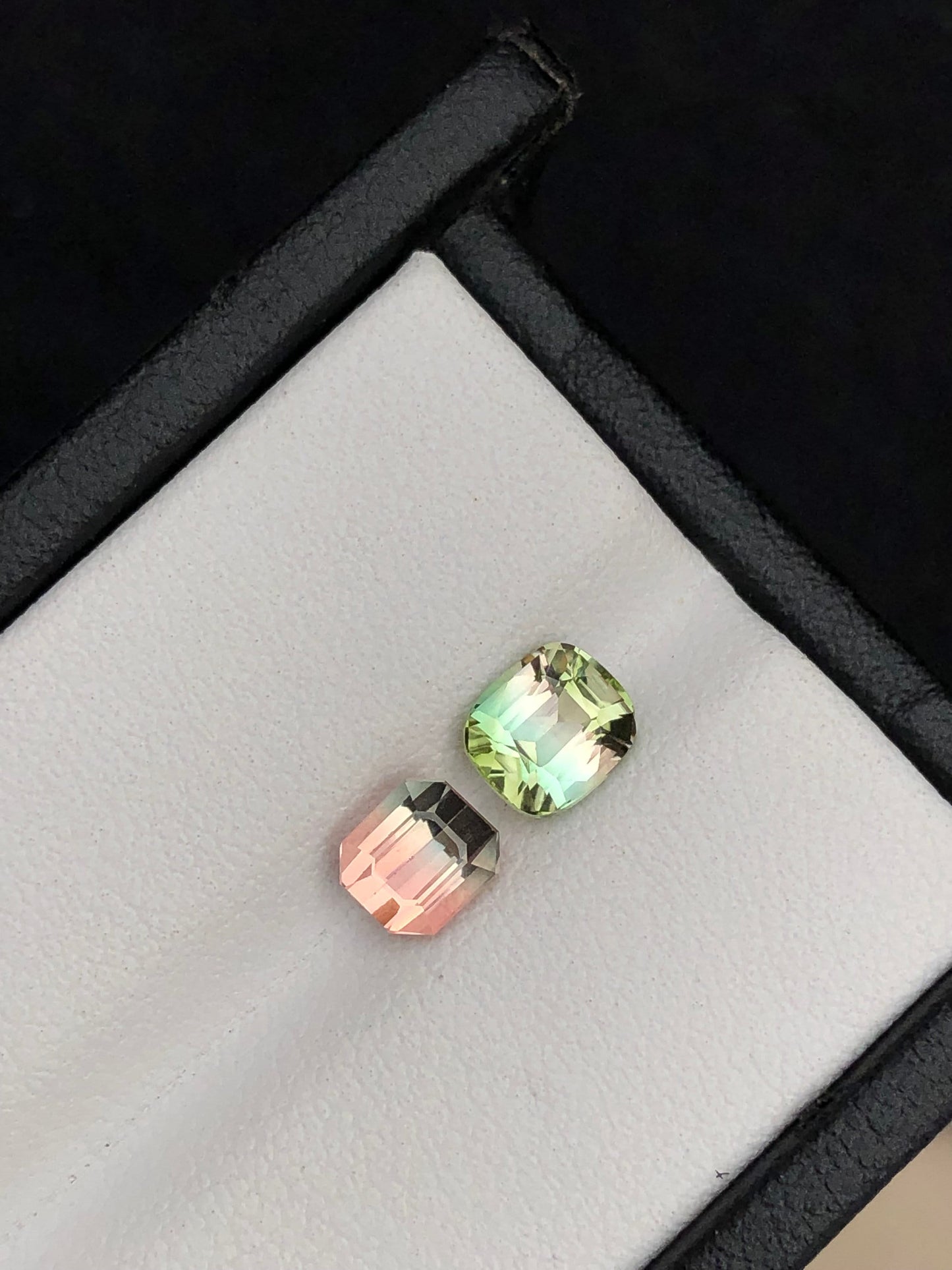 Unique bi colour tourmalines loop clean 1.95 carats