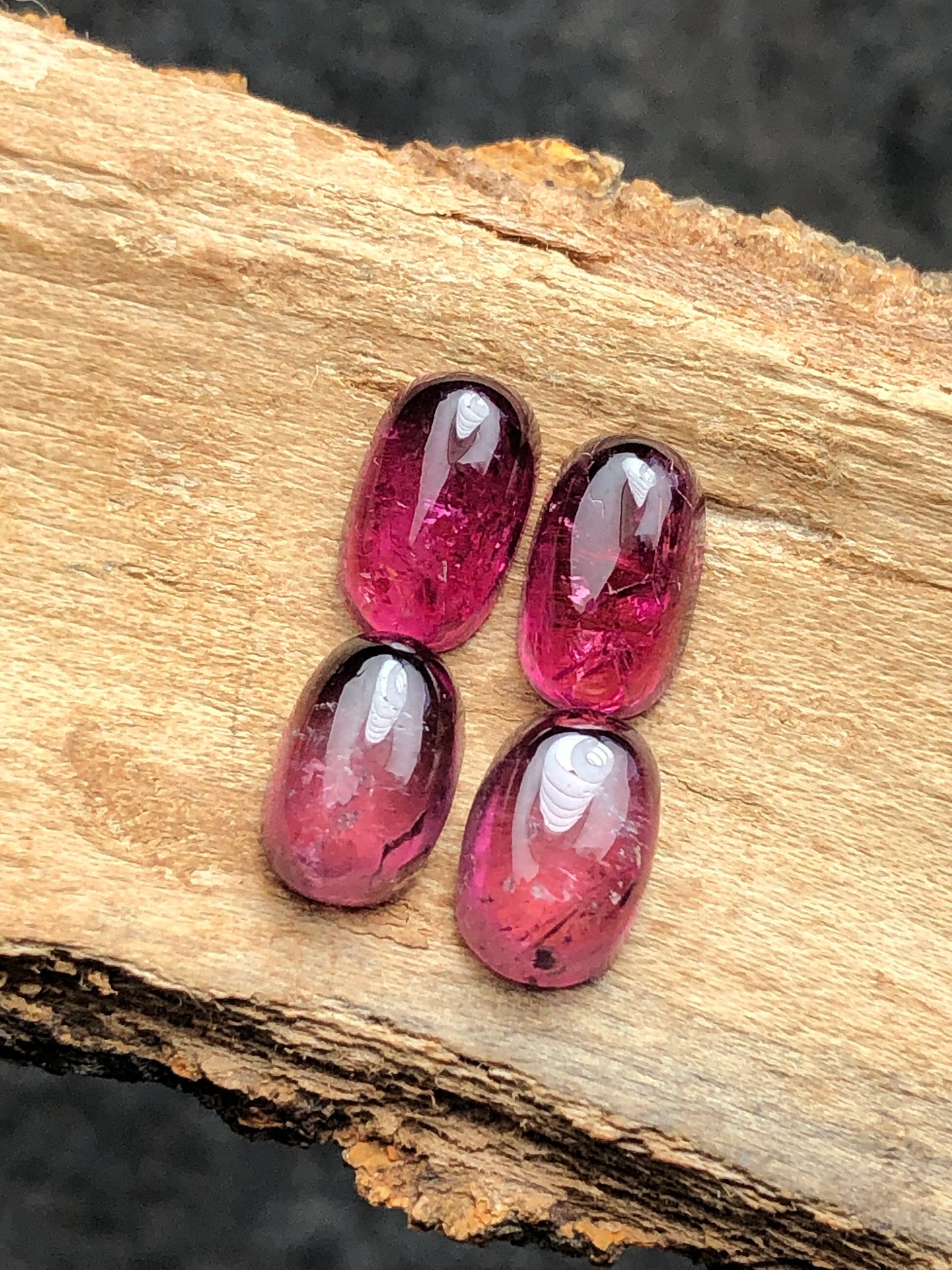 Natural pink tourmaline pair cabochon 12.60 carats