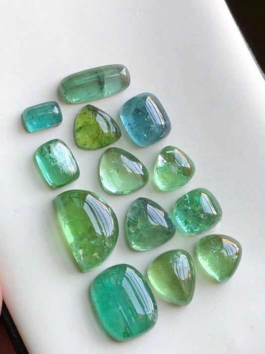 Mint Green tourmaline cabochons lots 42.30 carats