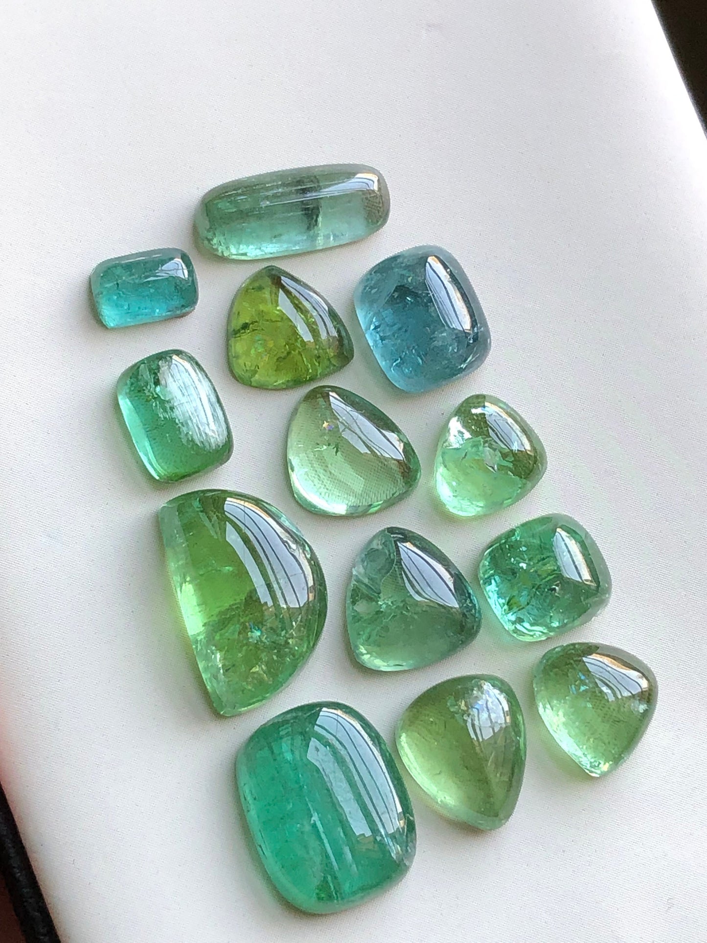 Mint Green tourmaline cabochons lots 42.30 carats