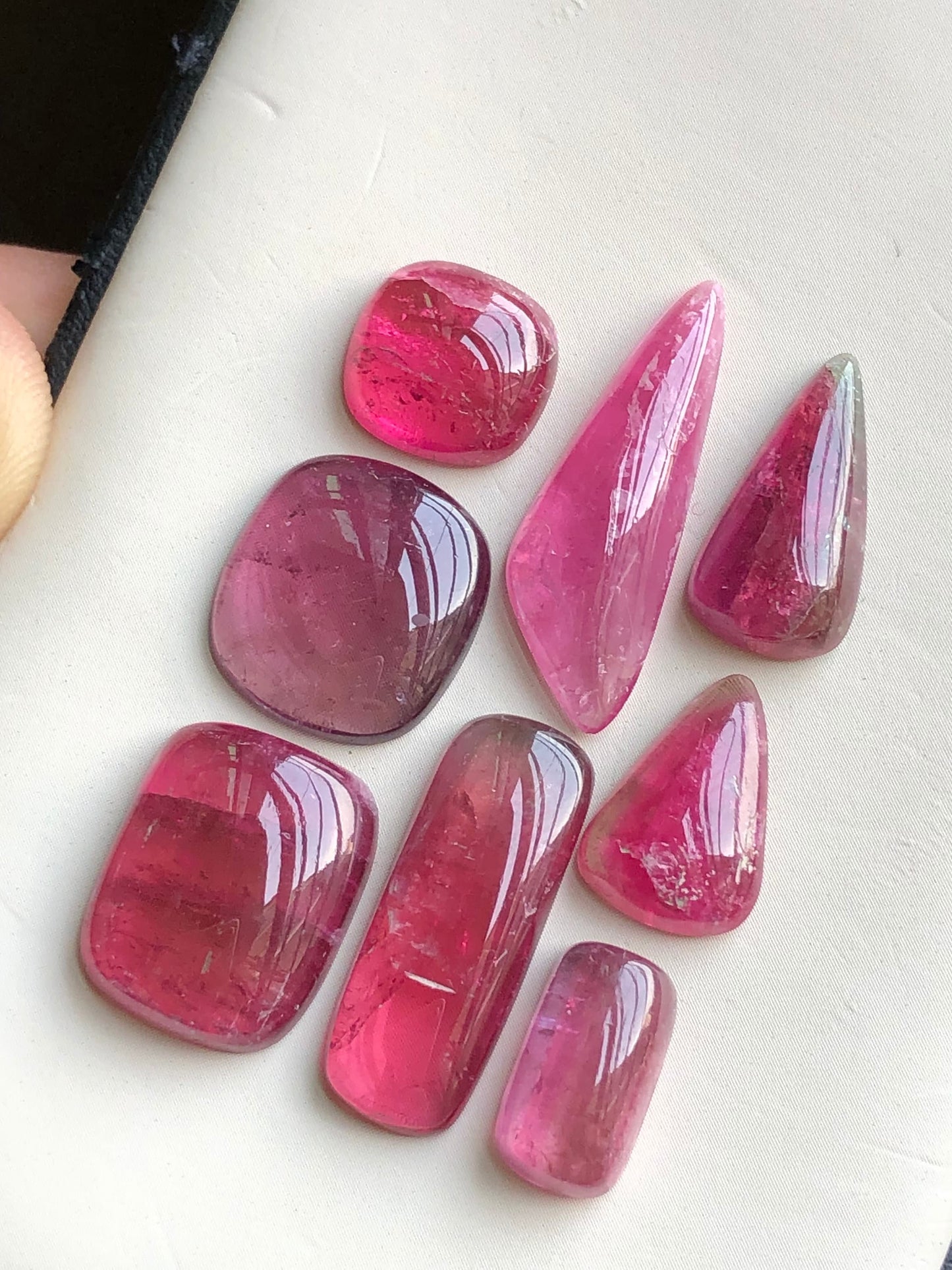 Pink tourmaline cabochons lot origin Afghanistan 48.60 carats