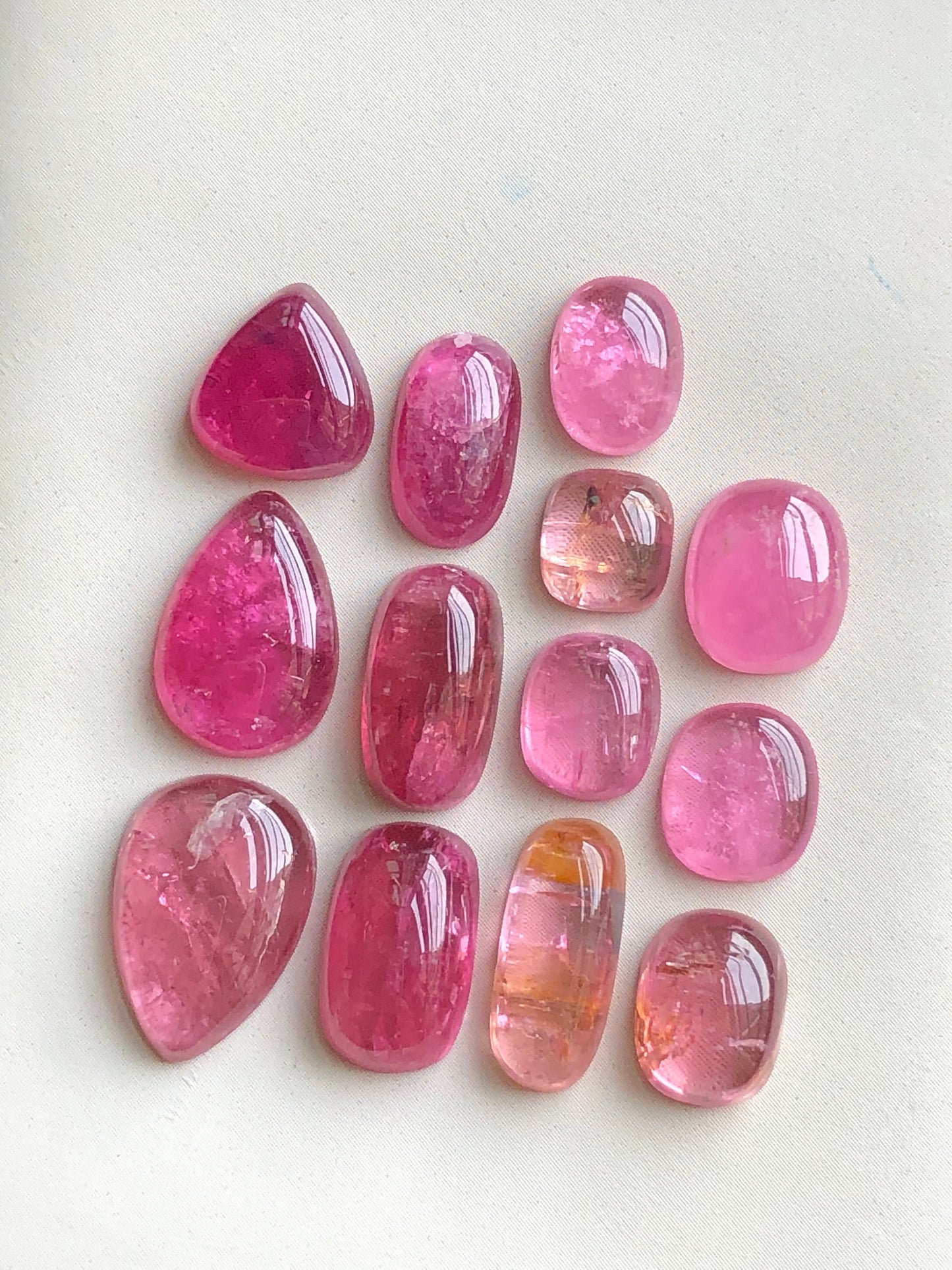 Pink tourmaline cabochons lot from Afghanistan 37.90 carats