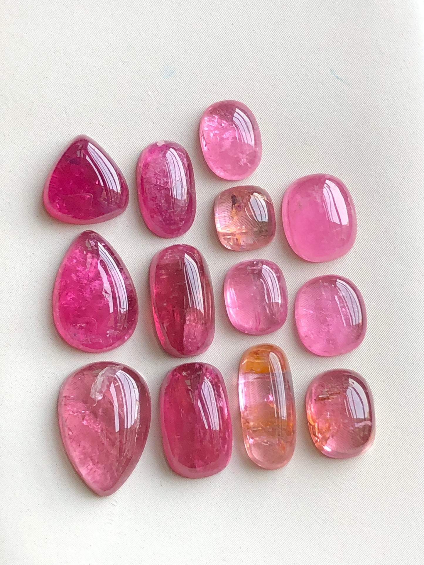 Pink tourmaline cabochons lot from Afghanistan 37.90 carats