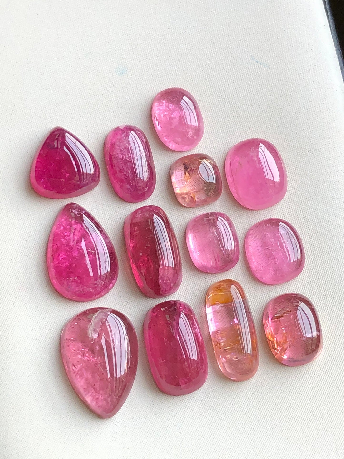 Pink tourmaline cabochons lot from Afghanistan 37.90 carats