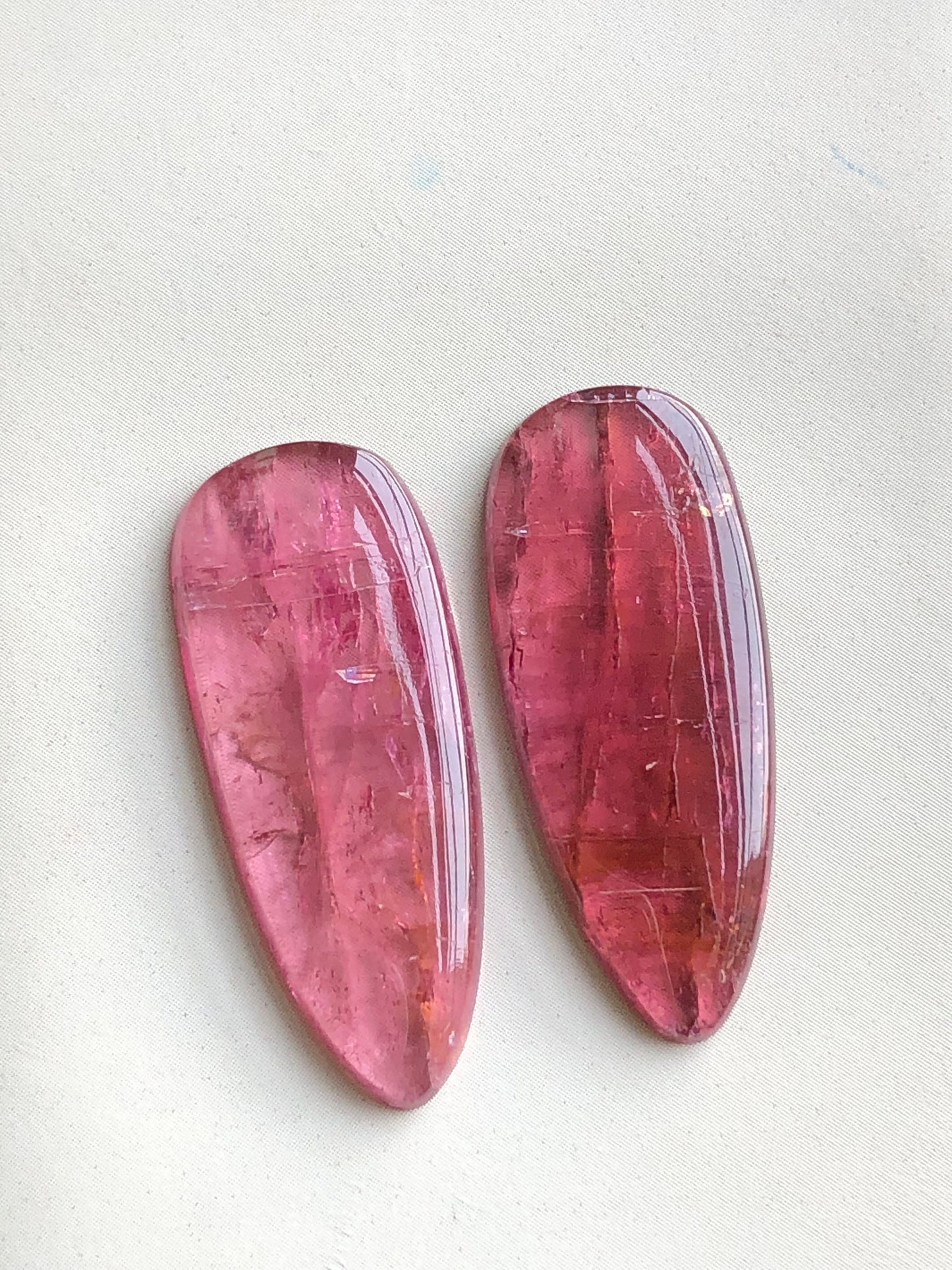 Pink tourmaline cabochons pair 19.40 carat