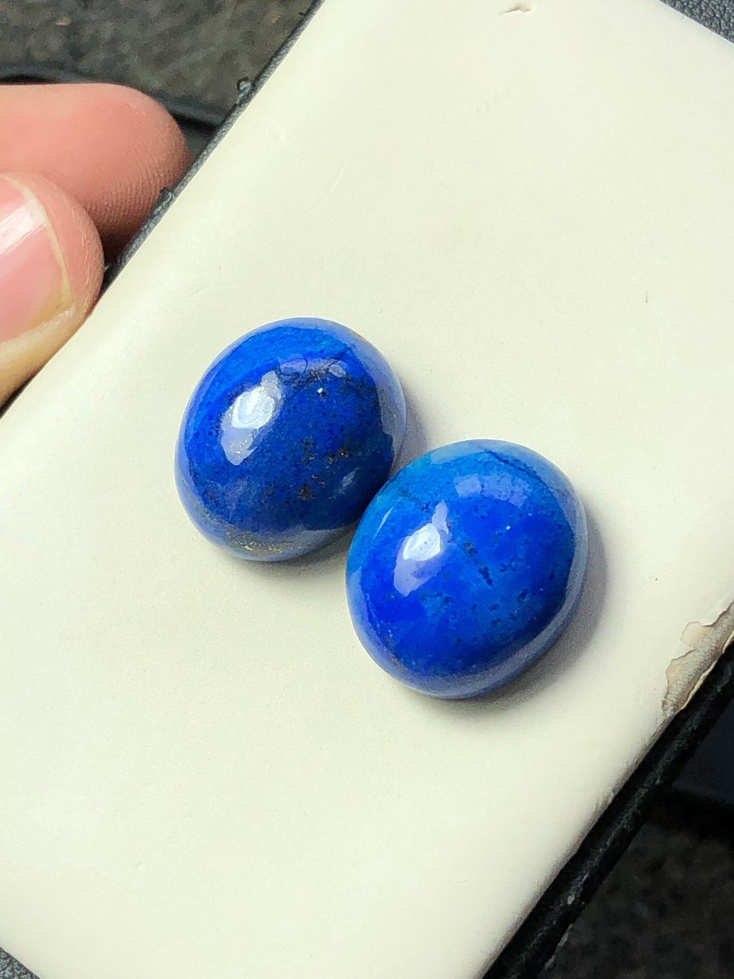 Lapis cabochon pair