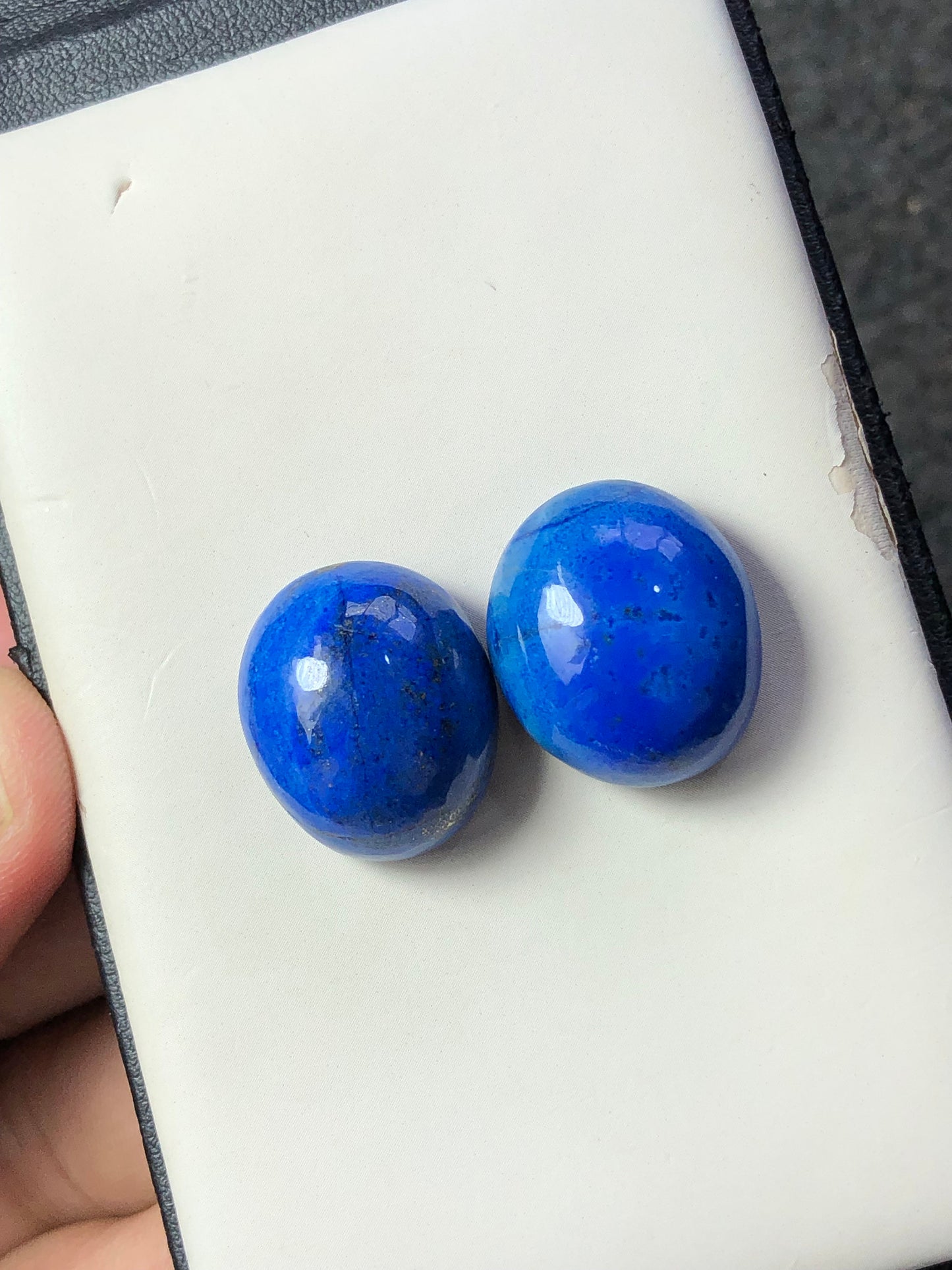 Lapis cabochon pair