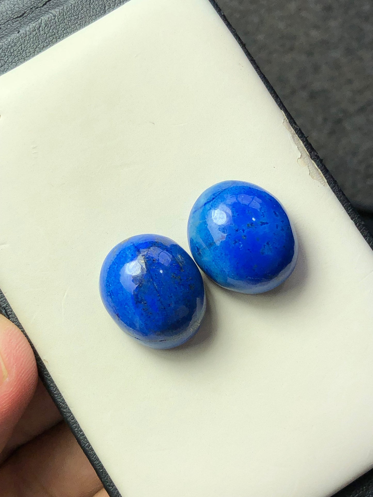 Lapis cabochon pair