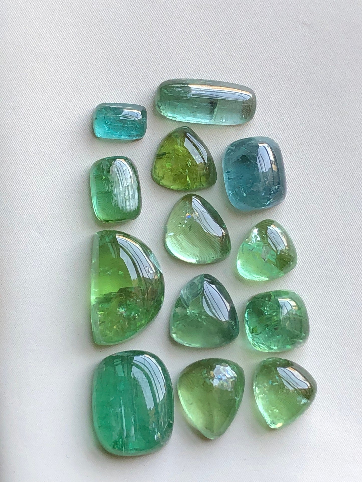 Mint Green tourmaline cabochons lots 42.30 carats