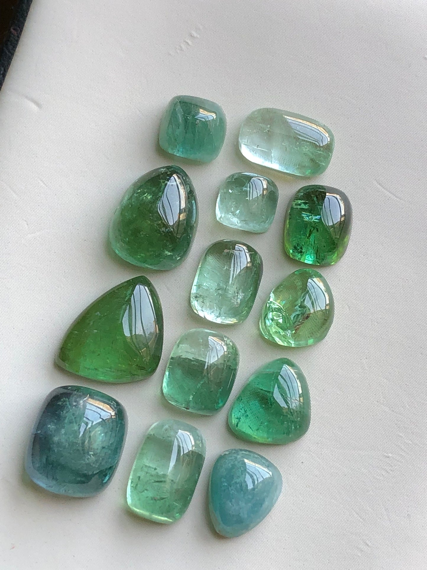 Green tourmaline cabochons 42.20 carats