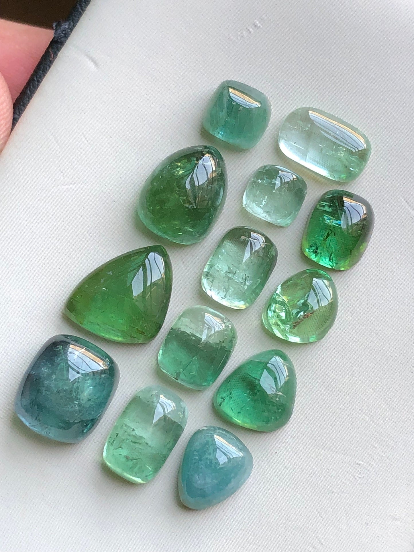 Green tourmaline cabochons 42.20 carats