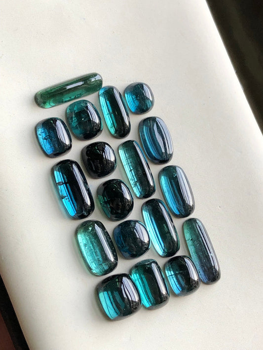 31 carats blue tourmaline cabochons origin Afghanistan 6mm to 13.5mm long