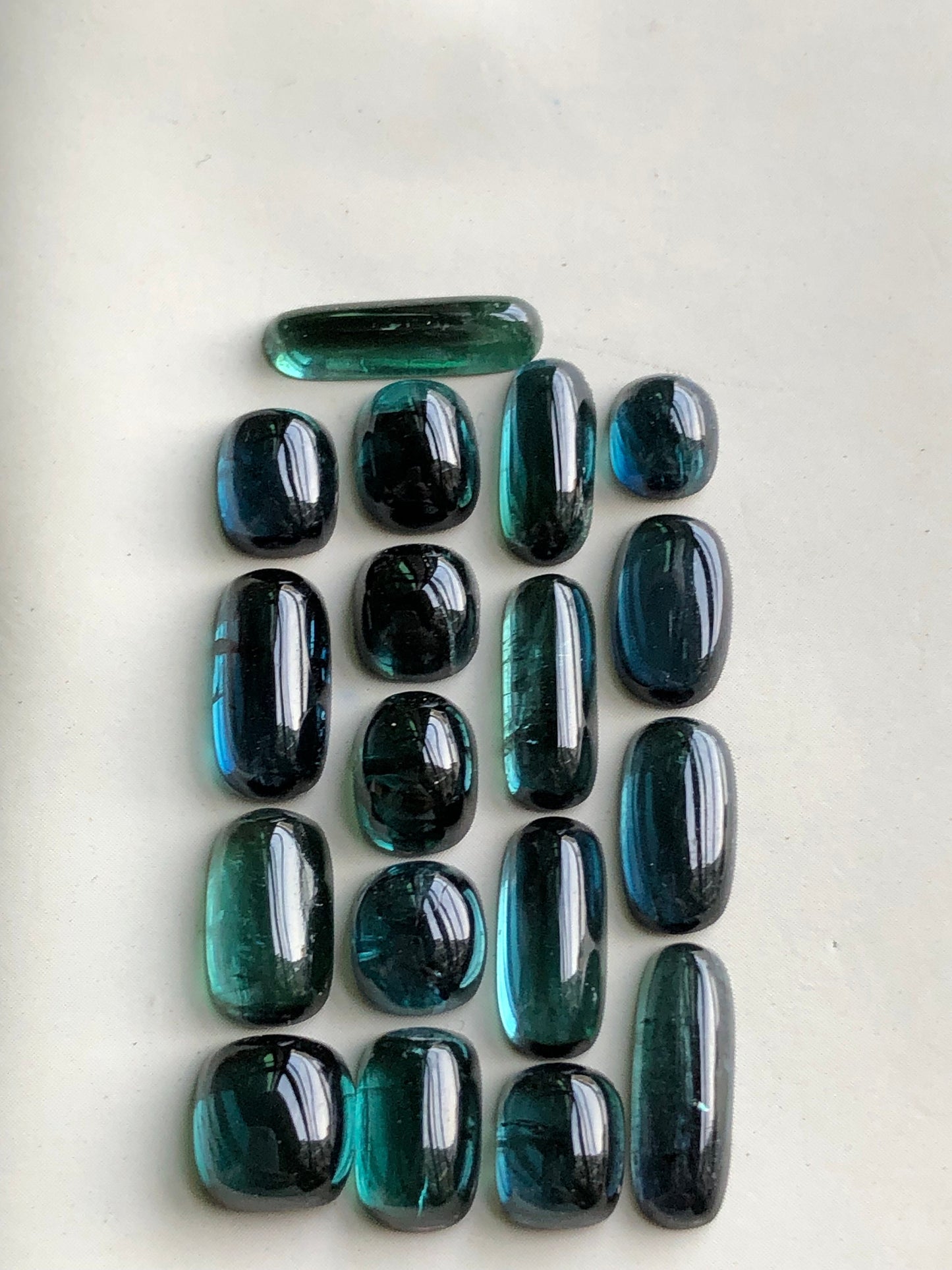 31 carats blue tourmaline cabochons origin Afghanistan 6mm to 13.5mm long