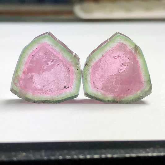 39 carats Watermelon tourmaline slice pair available