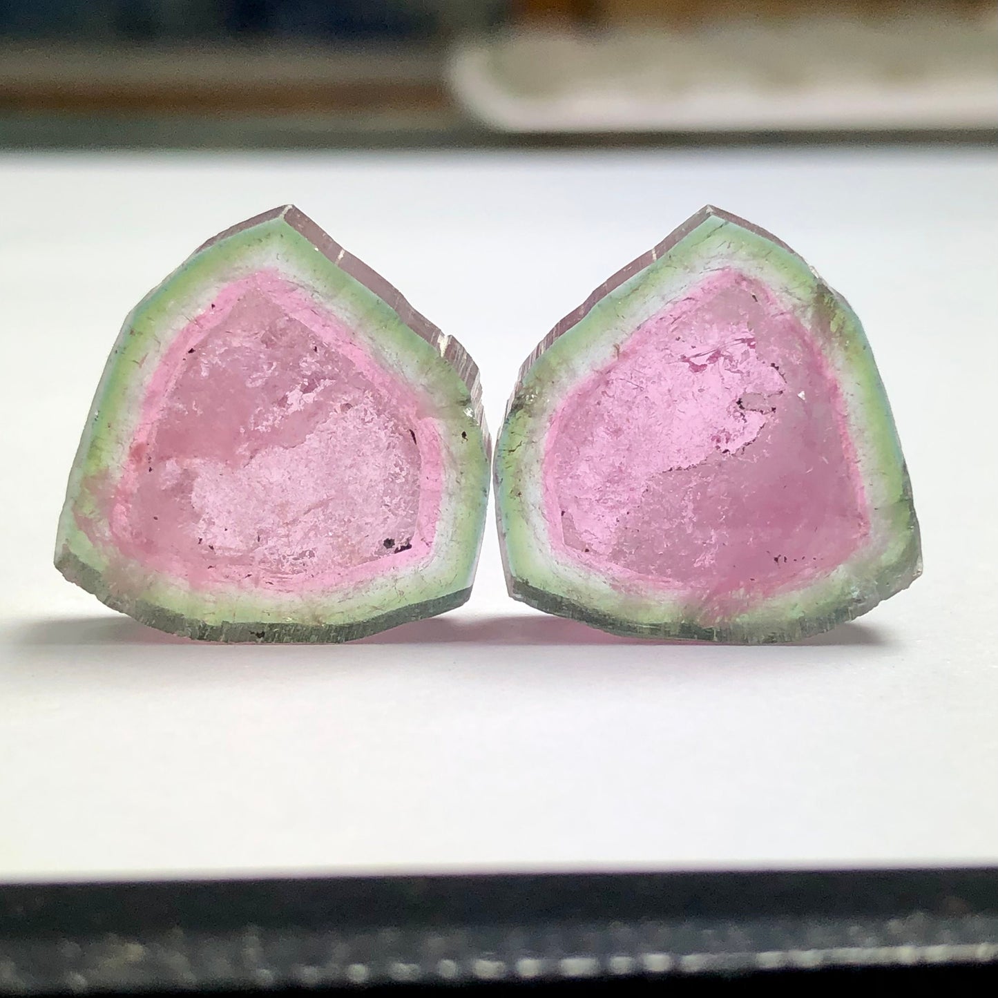 39 carats Watermelon tourmaline slice pair available