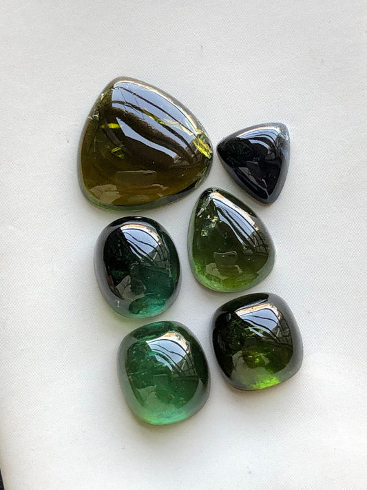 Green tourmaline cabochons lot origin Afghanistan 43 carats