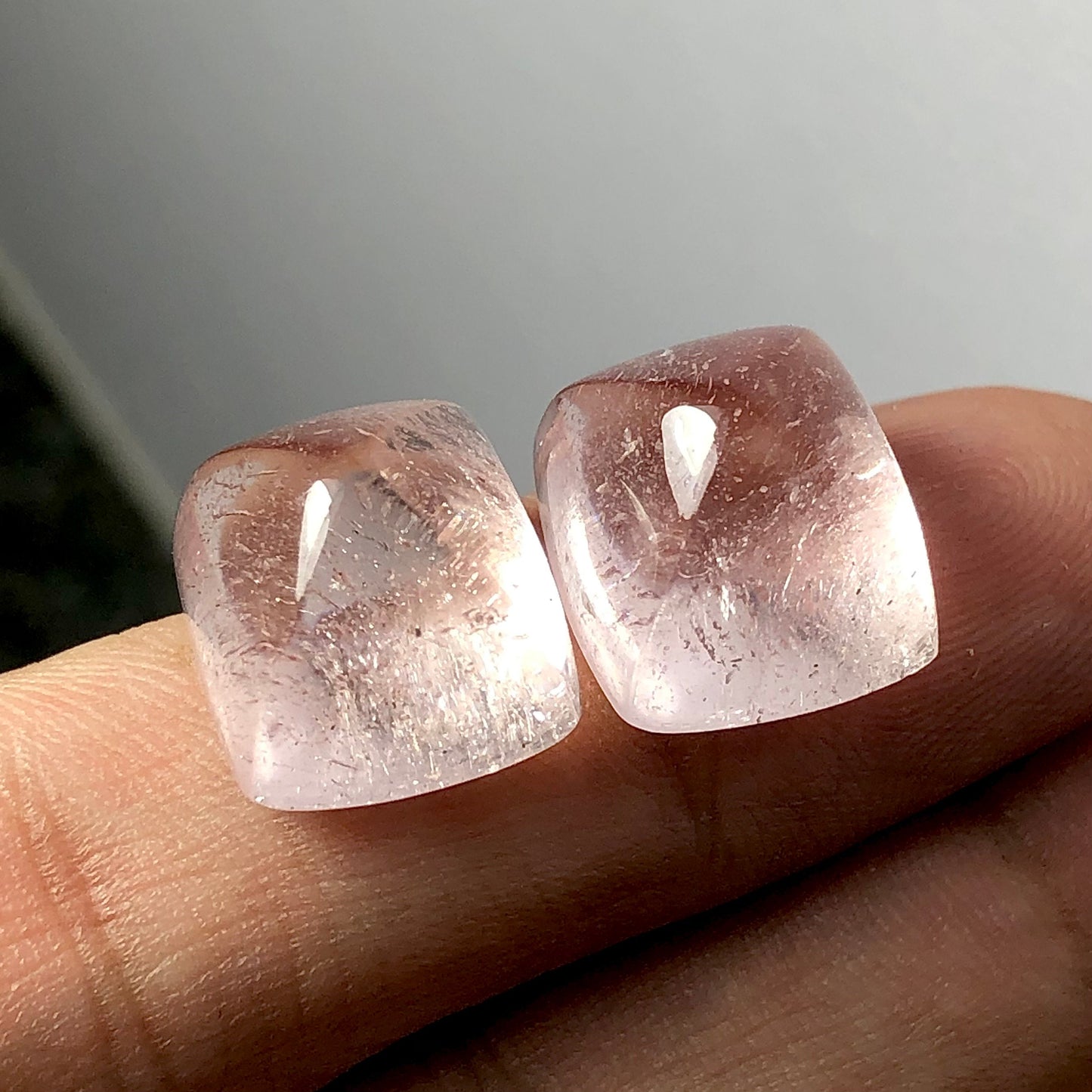 30 carats pink morganite cabochon pair origin Afghanistan flat back