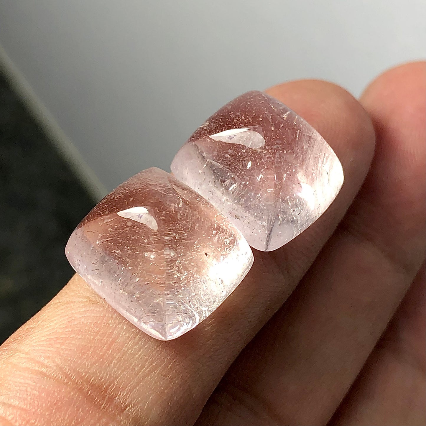 30 carats pink morganite cabochon pair origin Afghanistan flat back