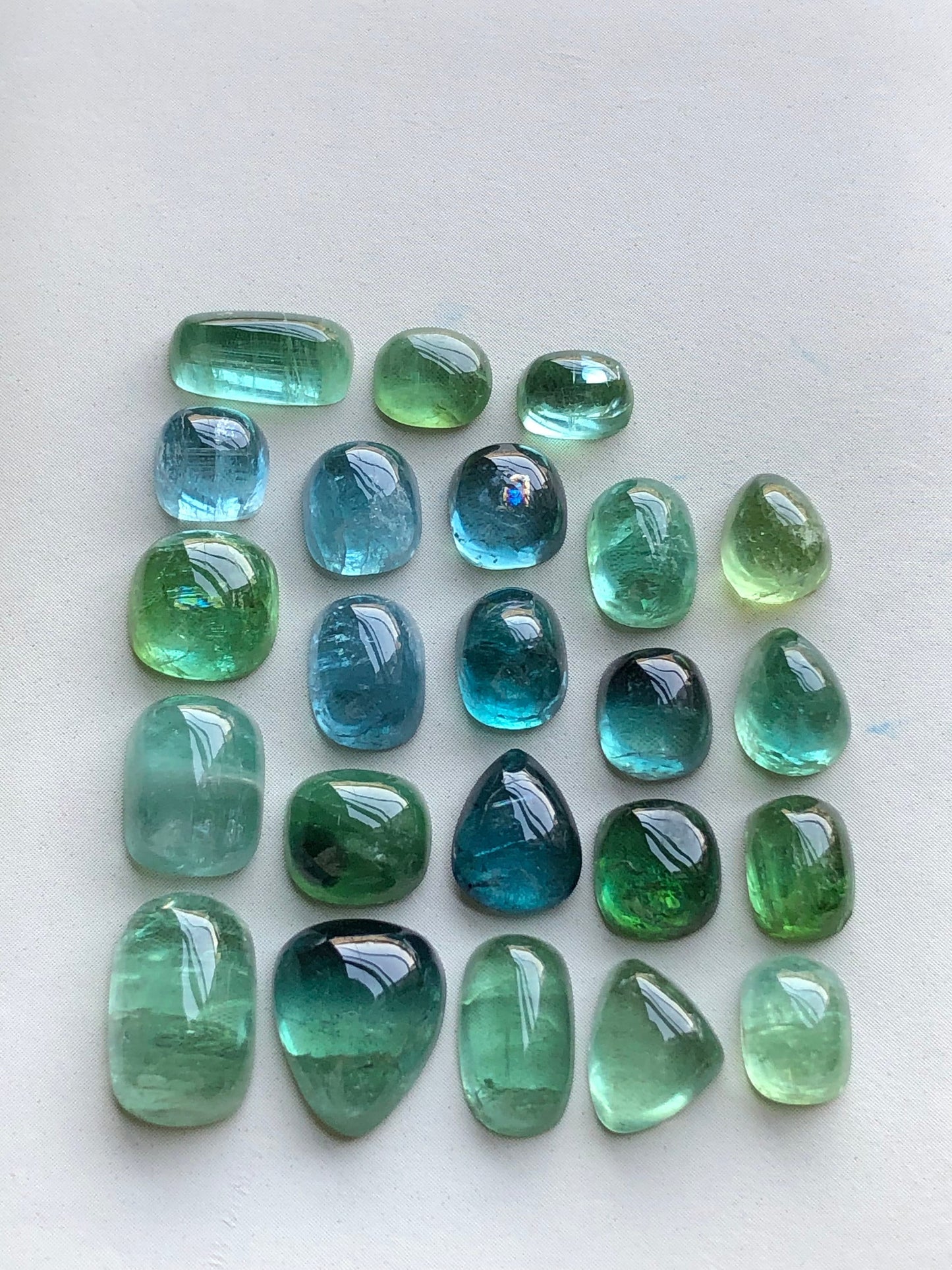 Blue and green tourmaline cabochons lot origin Afghanistan kunar mines 41.40 carats