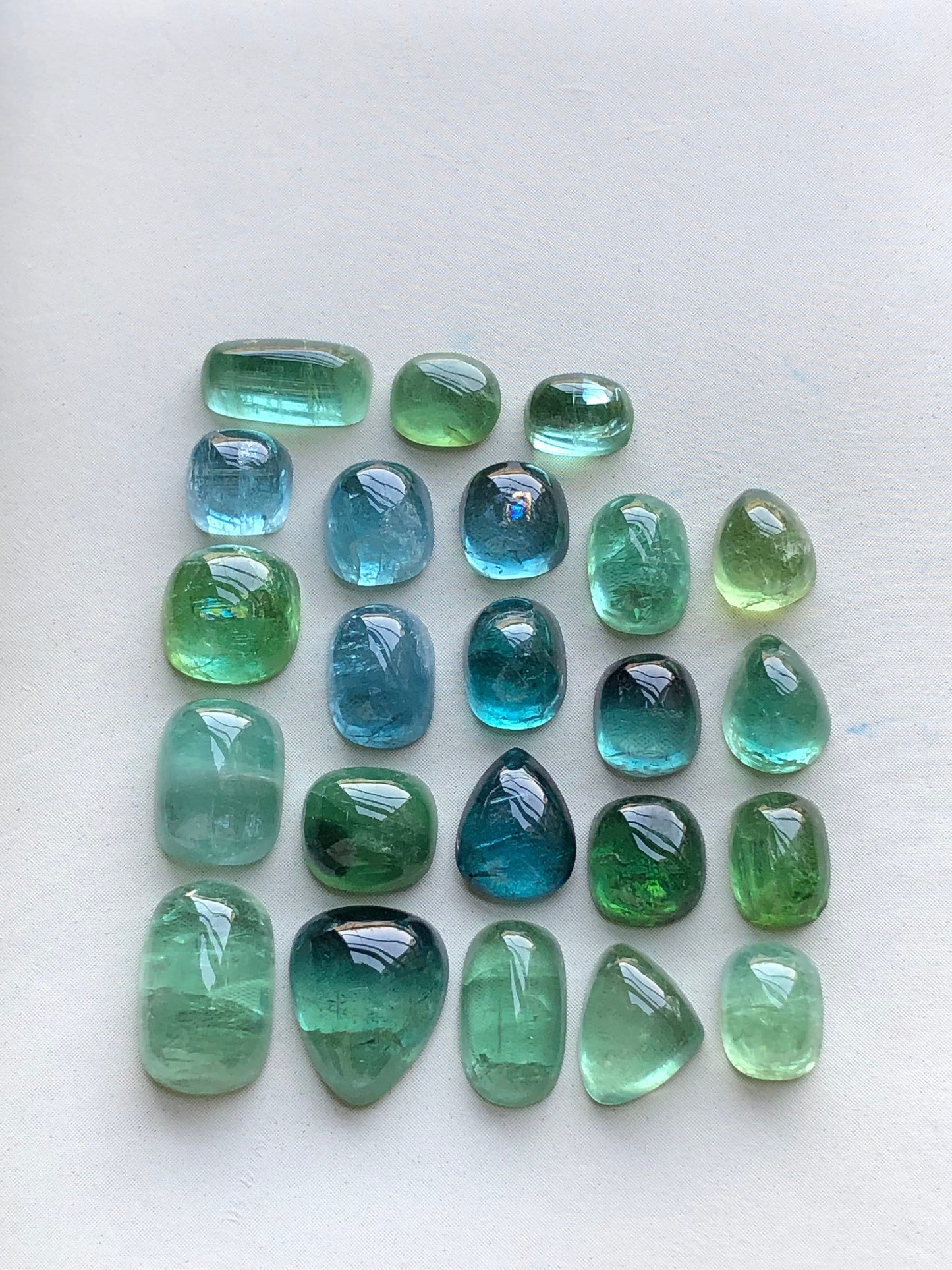 Blue and green tourmaline cabochons lot origin Afghanistan kunar mines 41.40 carats