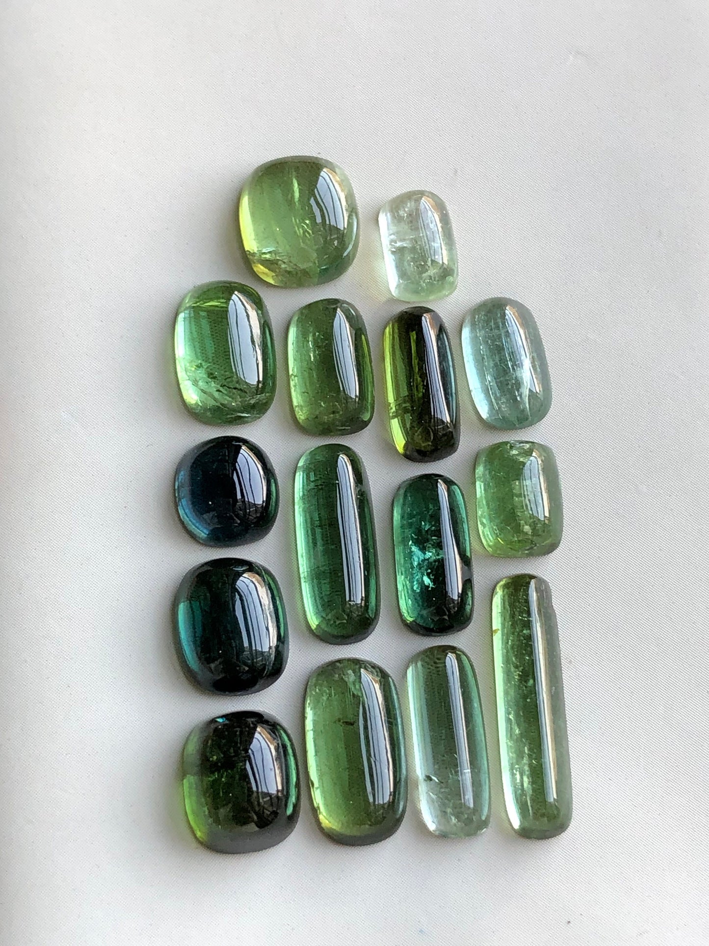 Green tourmaline cabochons lot origin Afghanistan kunar mines 32 carats