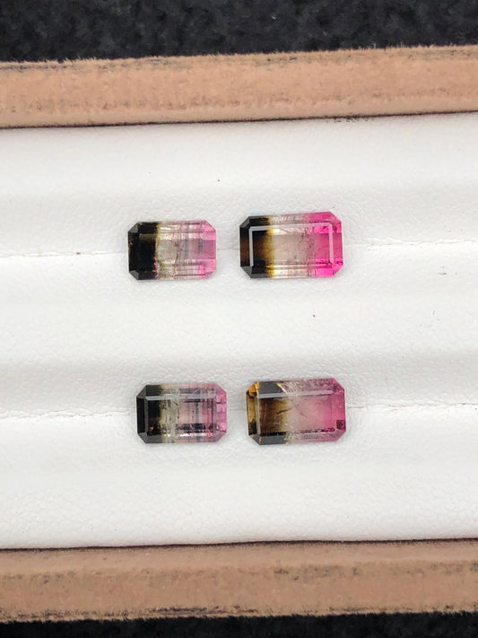 4.95 carats bi colour tourmaline pairs origin Afghanistan 7mm & 8mm