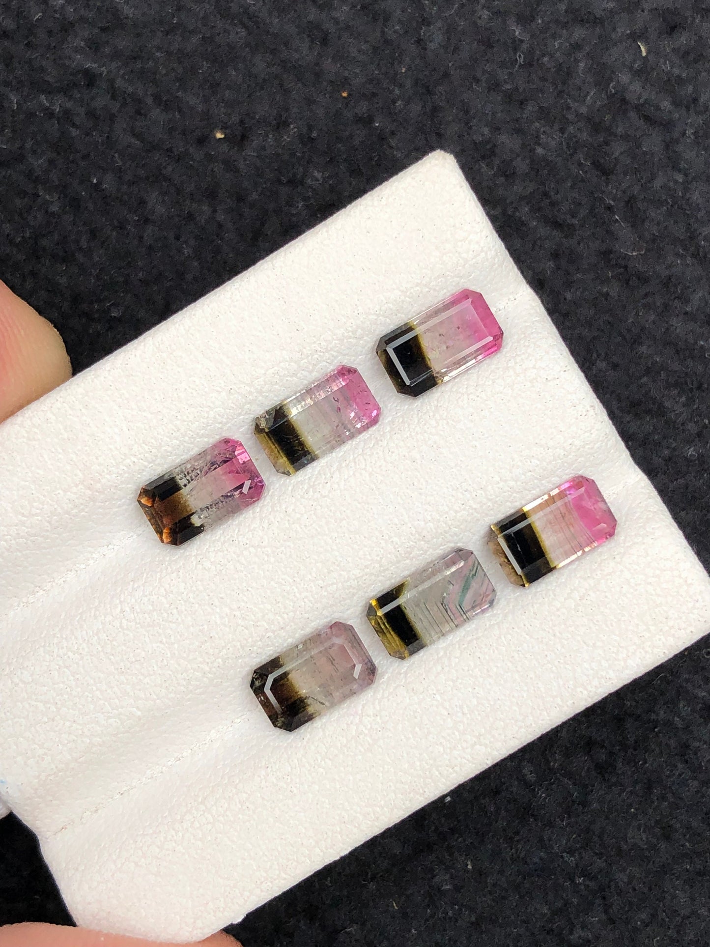 4.75 carats unique bi colour tourmaline pairs origin Afghanistan sizes:7mm to 7.5mm