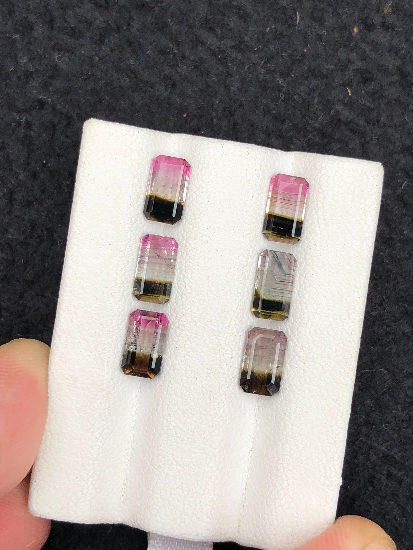 4.75 carats unique bi colour tourmaline pairs origin Afghanistan sizes:7mm to 7.5mm