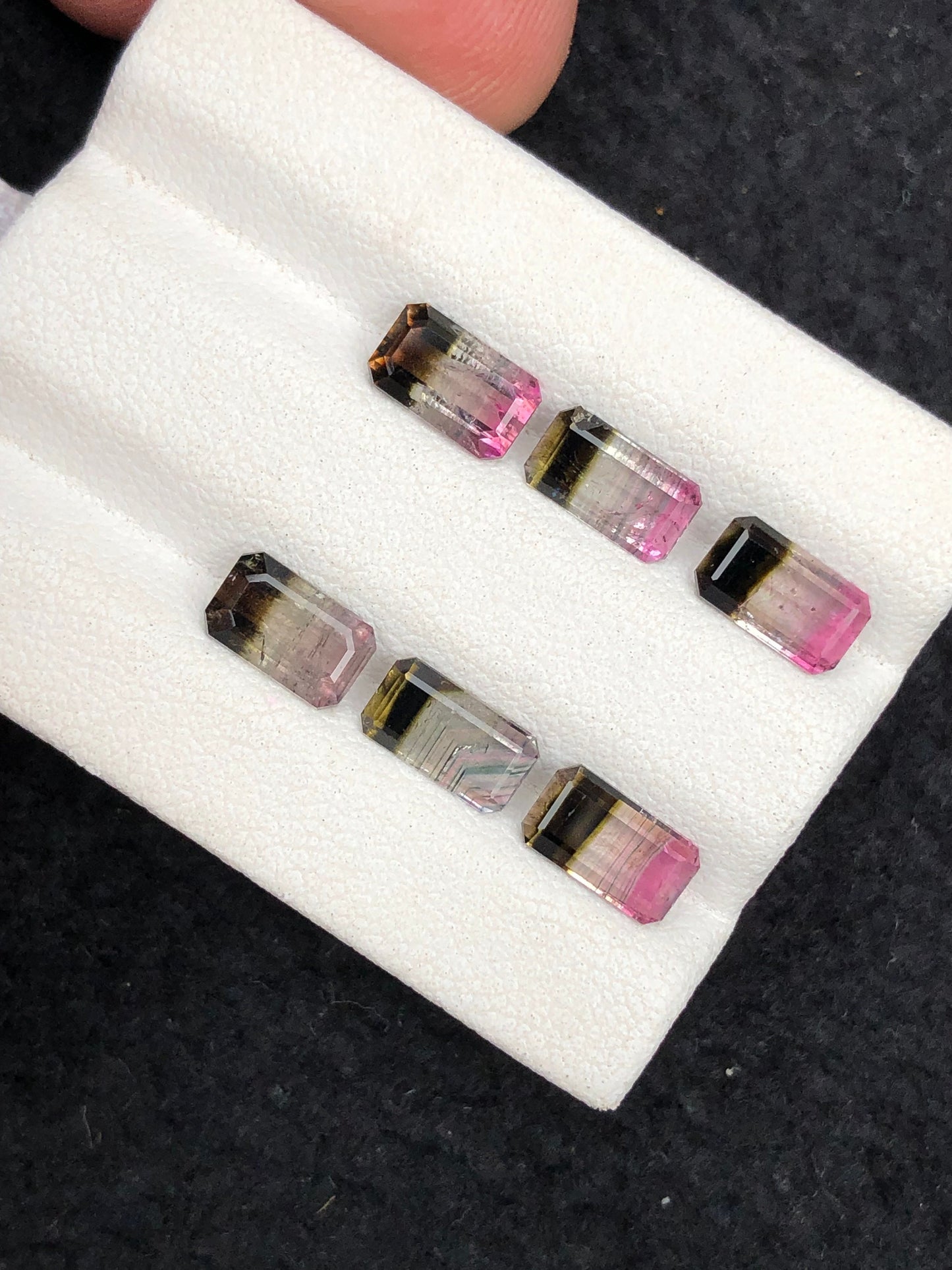 4.75 carats unique bi colour tourmaline pairs origin Afghanistan sizes:7mm to 7.5mm