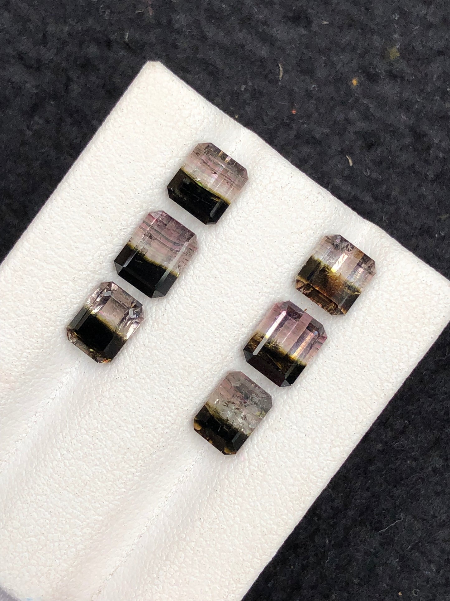 6.35 carats bi colour tourmaline pairs origin Afghanistan size:7mm to 6mm