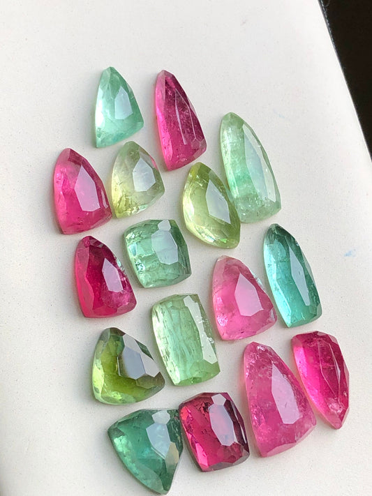 Multi colours tourmaline rose cuts lot 44 carats