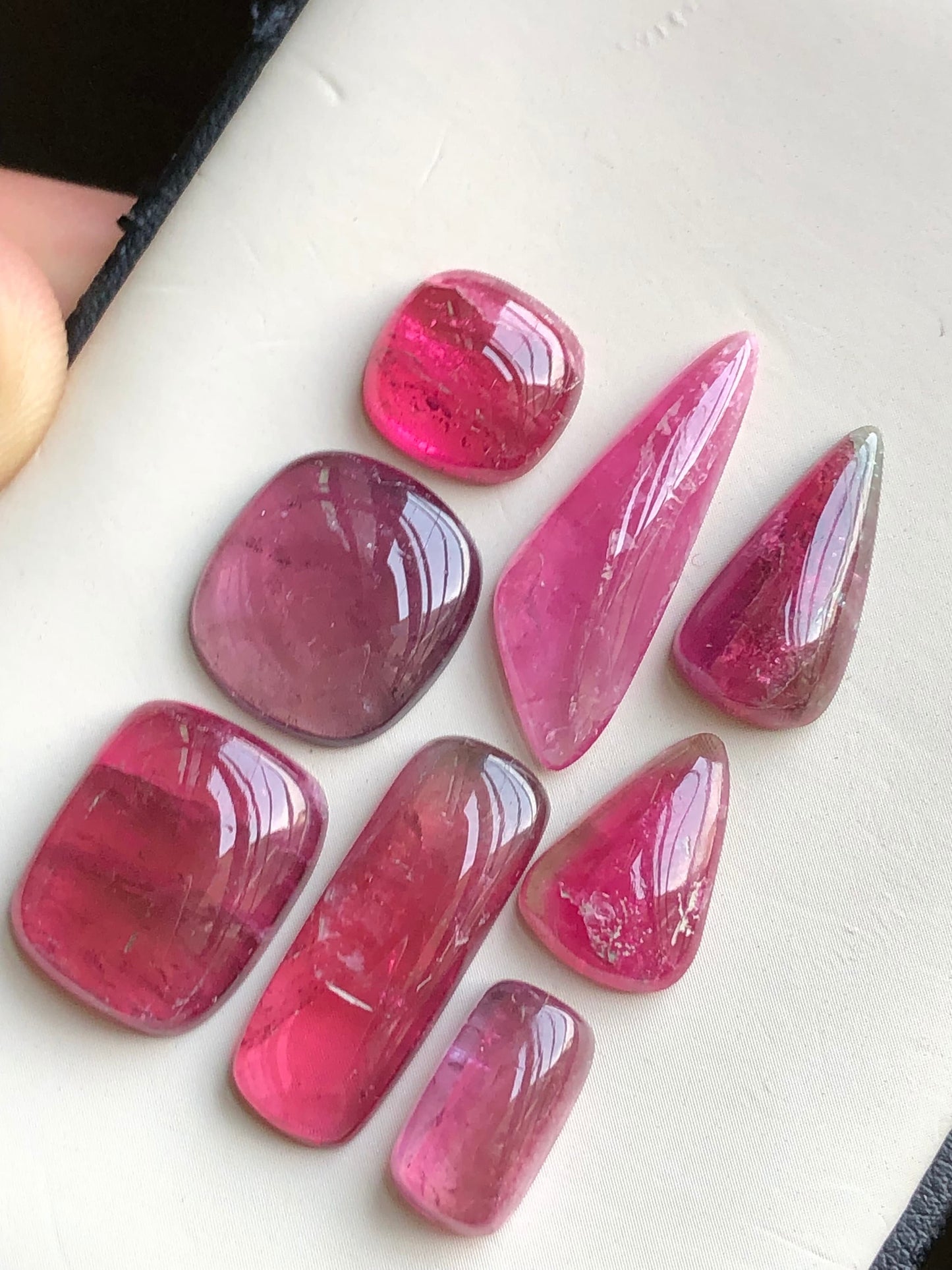 Pink tourmaline cabochons lot origin Afghanistan 48.60 carats