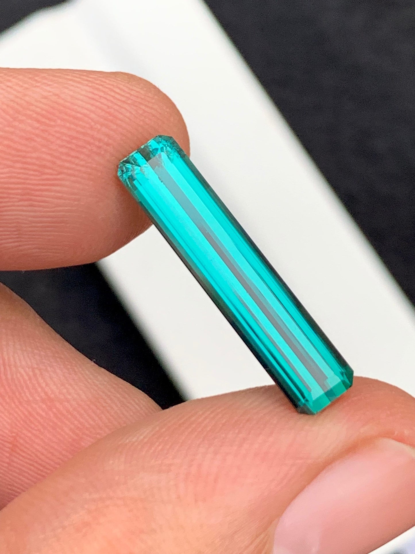 4.70 carat neon blue tourmaline origin Afghanistan dimension:22.5*5*4mm