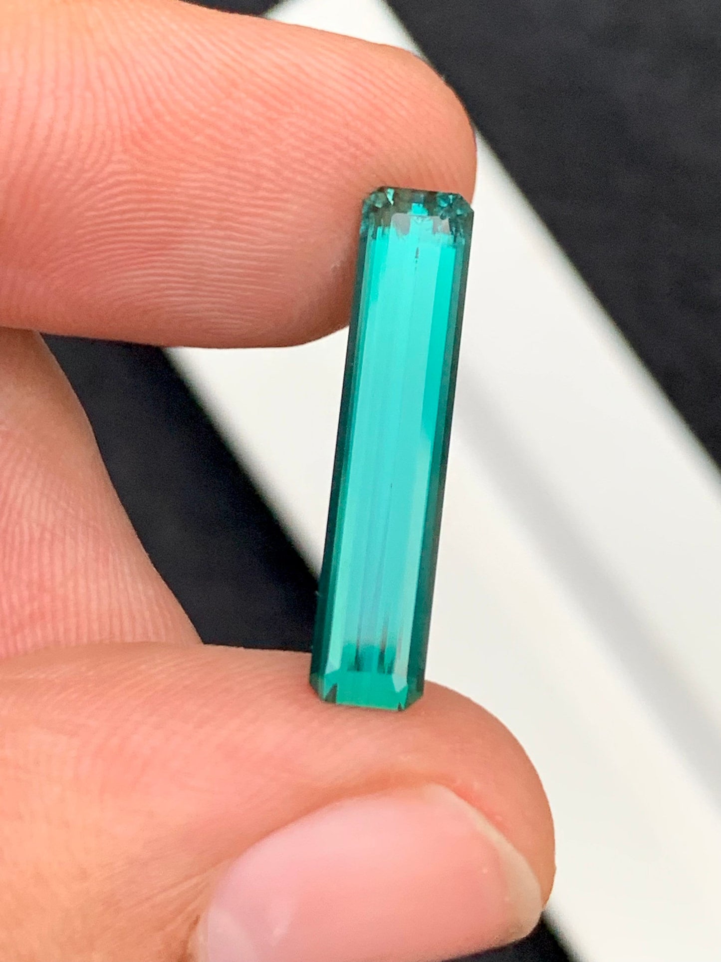 4.70 carat neon blue tourmaline origin Afghanistan dimension:22.5*5*4mm