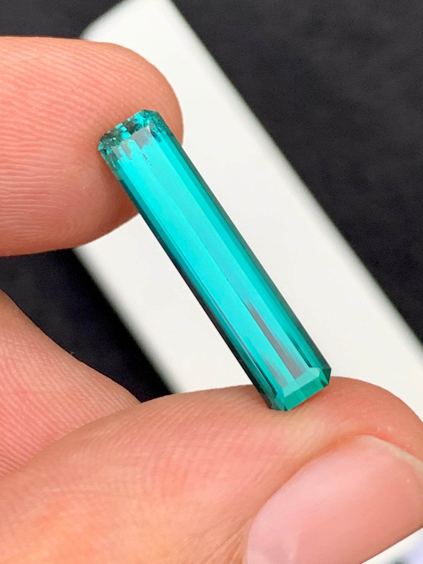 4.70 carat neon blue tourmaline origin Afghanistan dimension:22.5*5*4mm