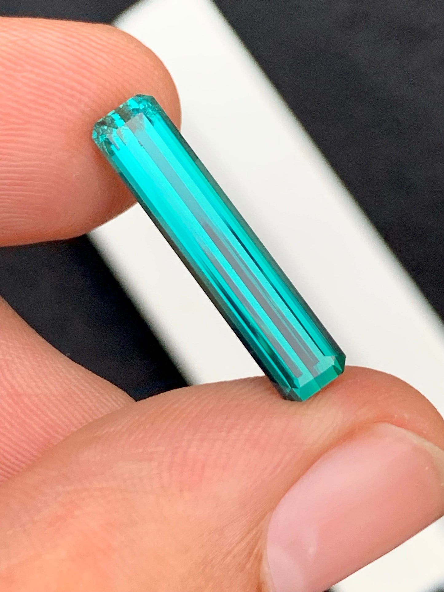 4.70 carat neon blue tourmaline origin Afghanistan dimension:22.5*5*4mm