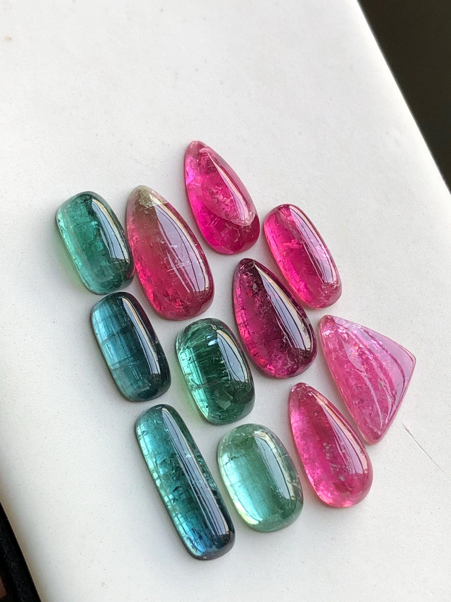 Blue and pink tourmaline cabochons lot 36 carats