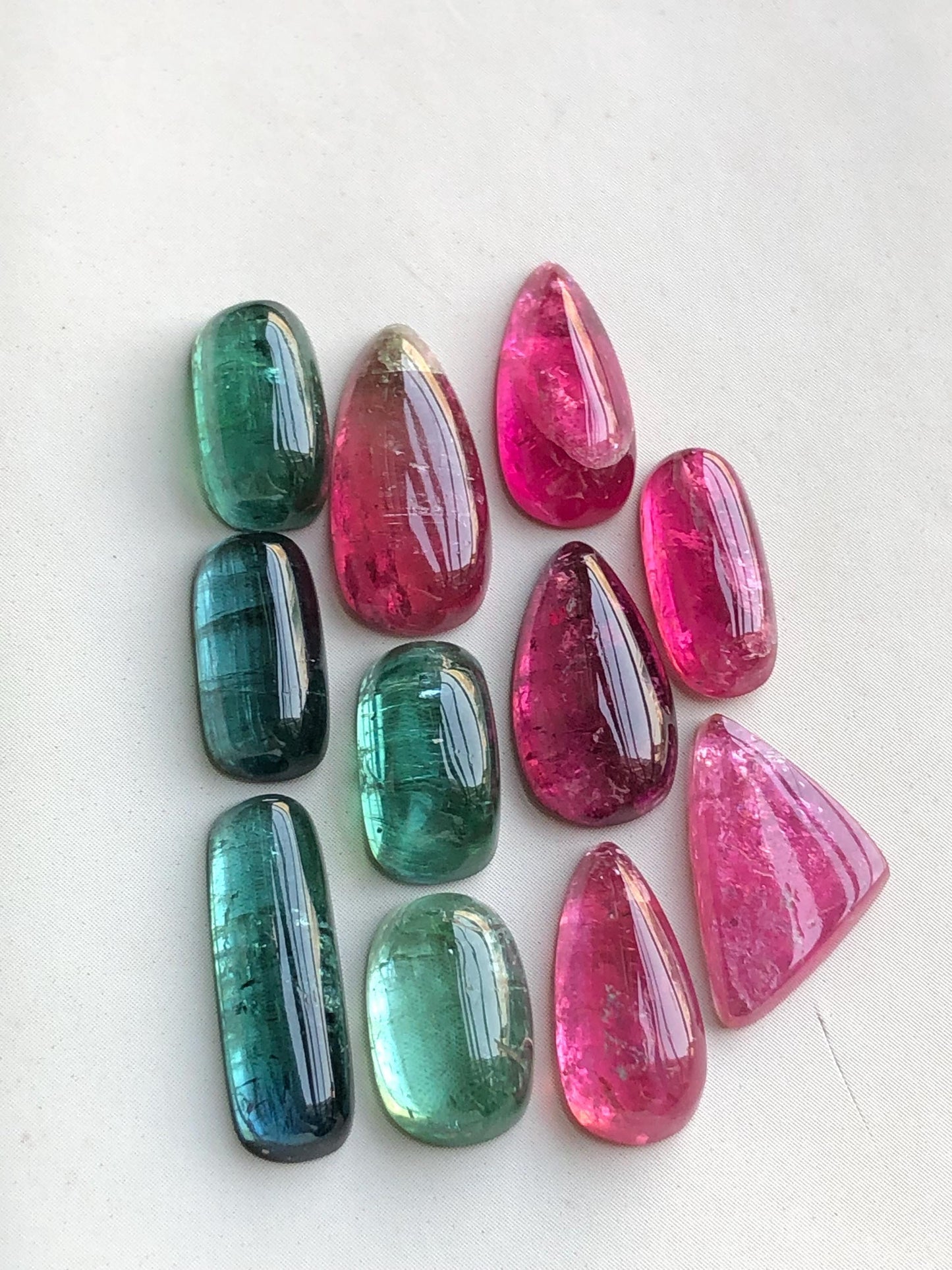 Blue and pink tourmaline cabochons lot 36 carats