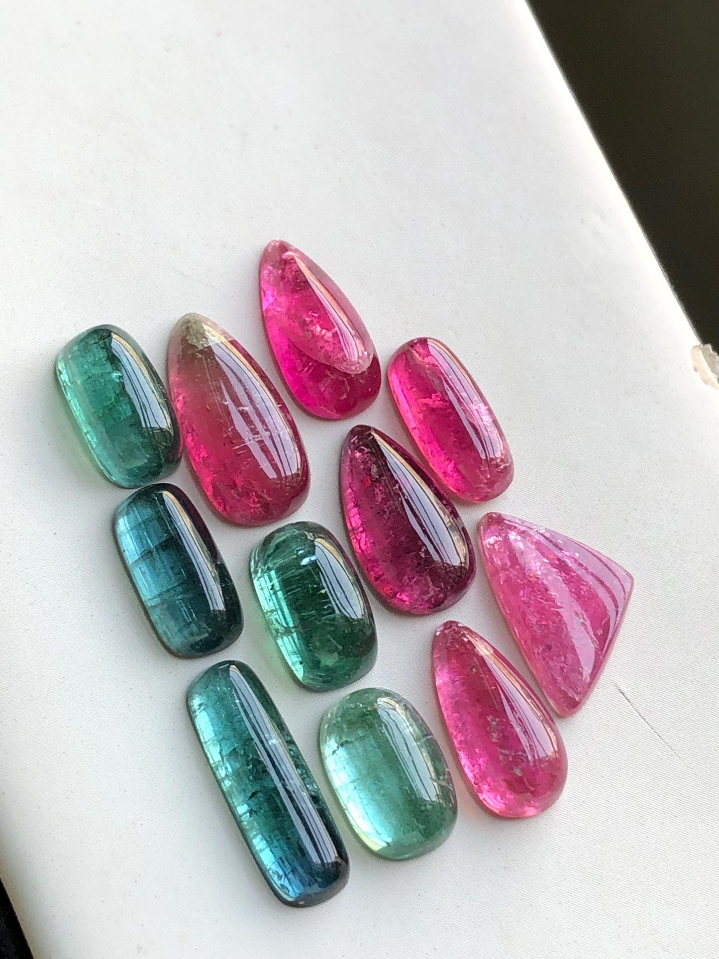 Blue and pink tourmaline cabochons lot 36 carats