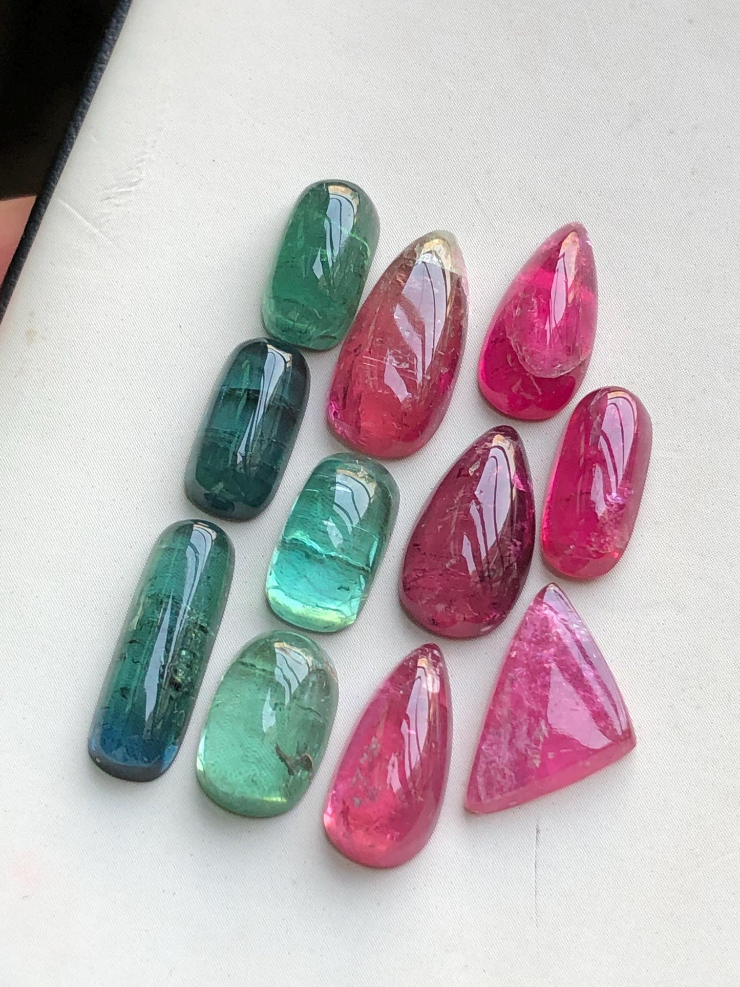 Blue and pink tourmaline cabochons lot 36 carats