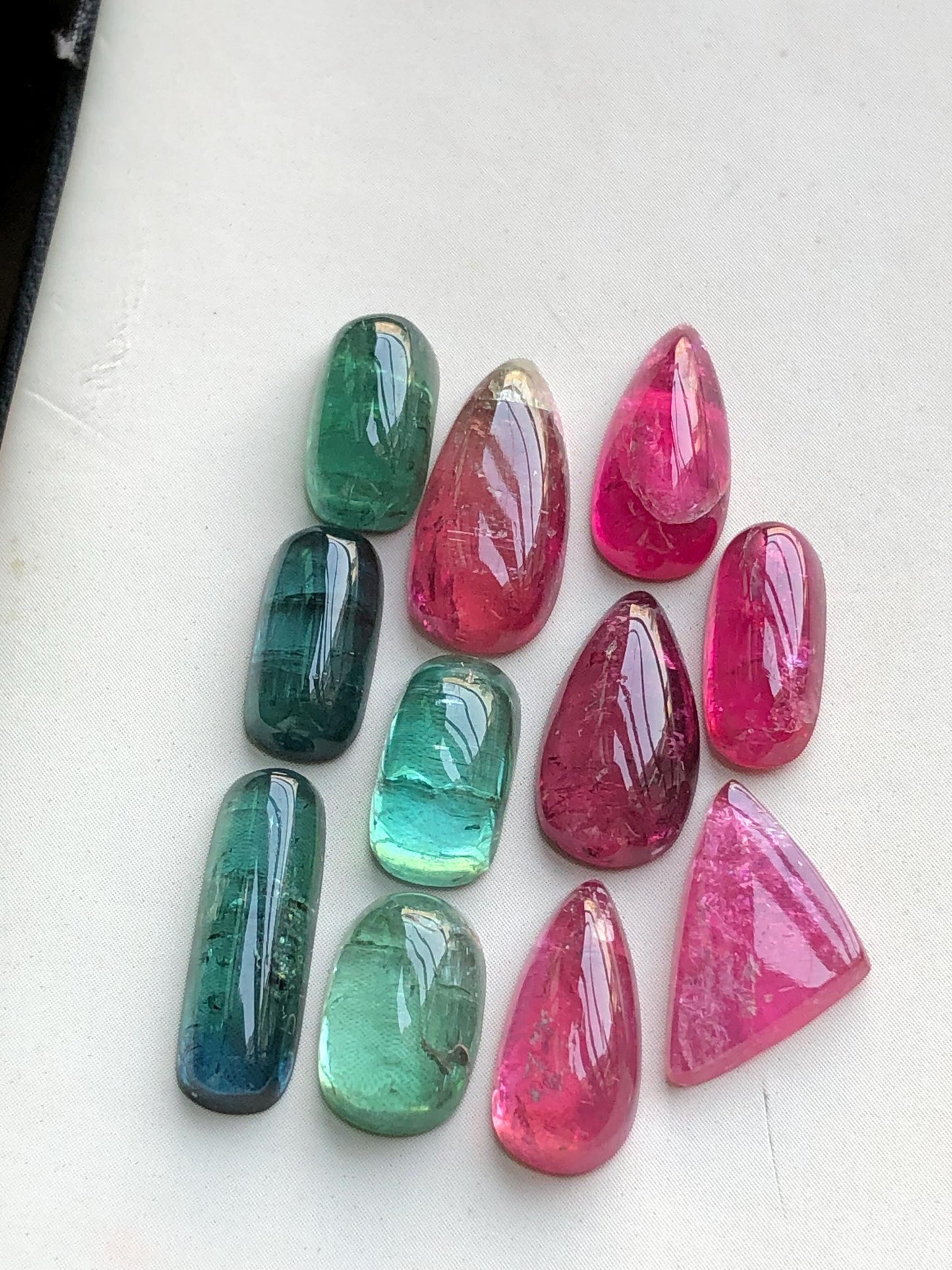 Blue and pink tourmaline cabochons lot 36 carats